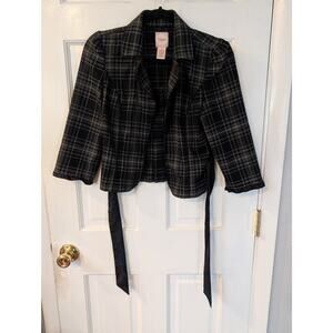 Candie's | Plaid Jacket with Satin Ribbon- Junior S